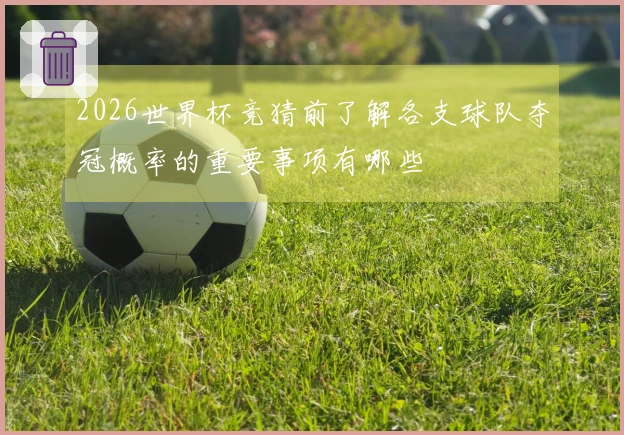 2026世界杯竞猜前了解各支球队夺冠概率的重要事项有哪些