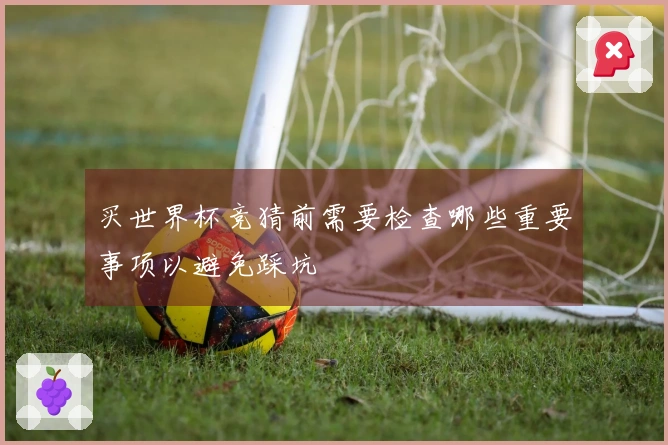 买世界杯竞猜前需要检查哪些重要事项以避免踩坑